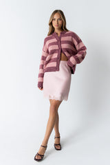 Harper Lace Trim Mini Skirt In Blush