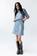 Jana Denim Skirt In Light Wash - Final Sale