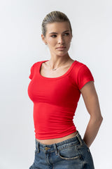 Freya Ribbed Top In Red