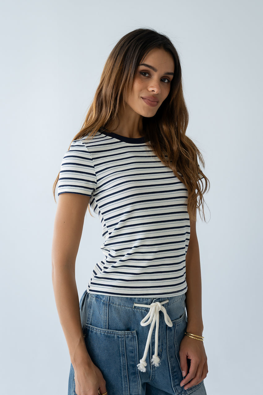 Ashtyn Striped Top in Teal - FINAL SALE