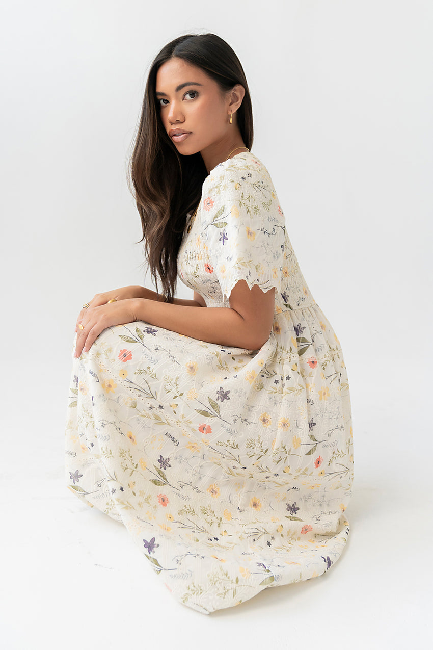 Aurelia Smocked Floral Midi Dress