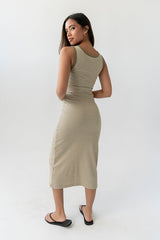 Kamber Striped Midi Tank Dress In Green - Final Sale