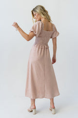 Renley Plaid Midi Dress In Clay - Final Sale
