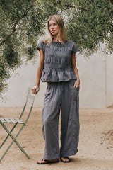 Ashton Smocked Top in Blue - FINAL SALE