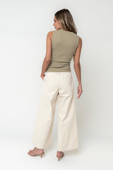 Nina Asymmetrical Tank In Olive - Final Sale