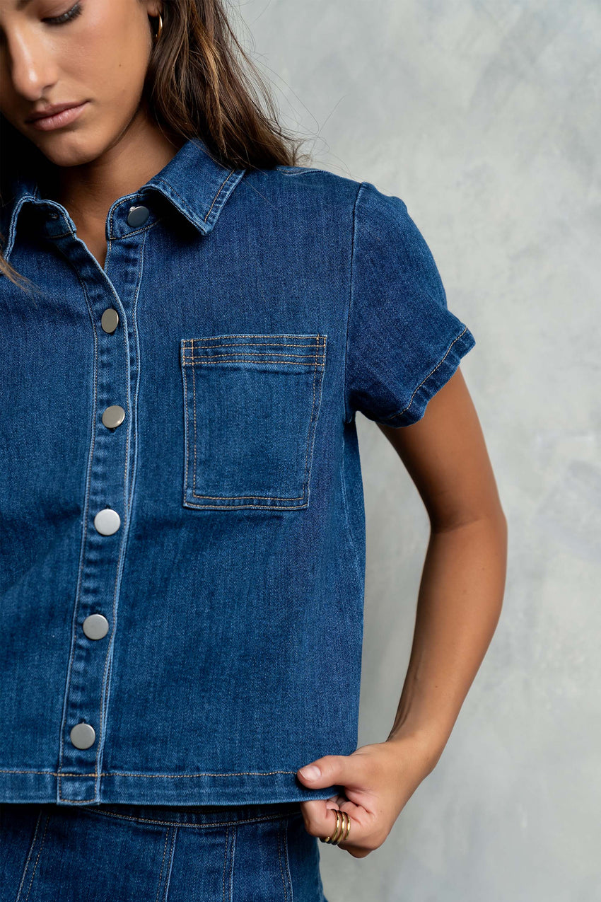 Alyssa Button Up Denim Top - FINAL SALE