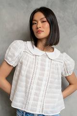 Polly Collared Blouse in Off White - FINAL SALE