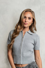 Mandi Knit Sweater In Grey - Final Sale