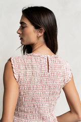 Mailee Plaid Smocked Tank In Red - Final Sale
