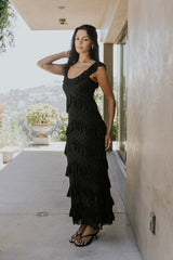 Katrina Tiered Maxi Dress In Black