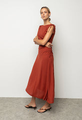 Remi Textured Maxi Dress In Brick