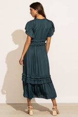 Willa Ruffle Dress In Teal - Final Sale
