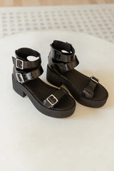 Alexia Platform Sandals In Black - Final Sale