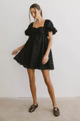 Elodie Floral Babydoll Dress In Black - Final Sale