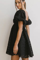 Elodie Floral Babydoll Dress In Black - Final Sale