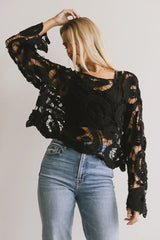 No Worries Crochet Top In Black - Final Sale