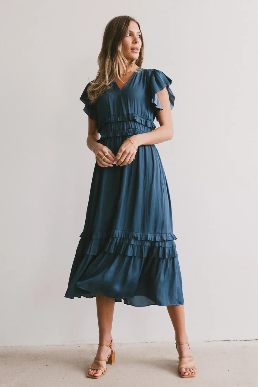Willa Ruffle Dress in Teal - FINAL SALE