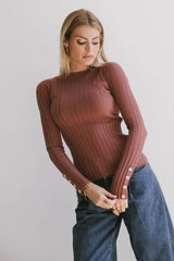 Lonnie Button Sleeve Sweater In Brown - Final Sale