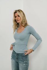 Harmony Ribbed Top In Blue - Final Sale