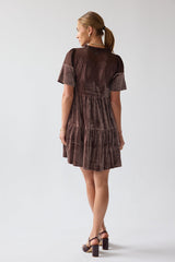Banks Velvet Mini Dress In Brown - Final Sale